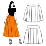 knee-length vibrant orange pleated skirt image